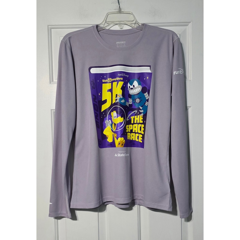 Brooks runDisney Walt Disney World 5K The Space Race Long Sleeve Shirt Womens L